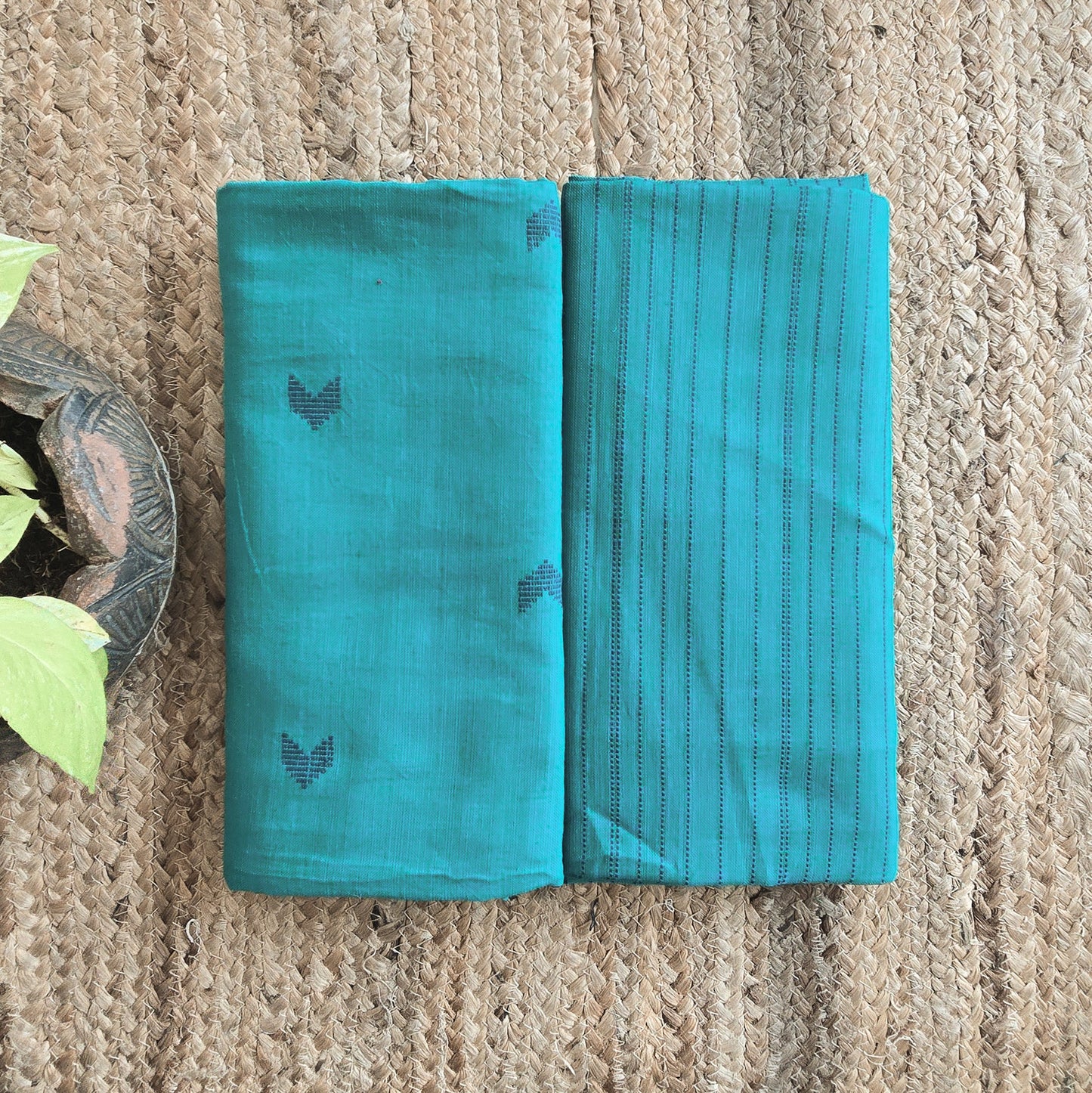 Top Bottom Combo Pure Cotton Handloom Teal With Blue