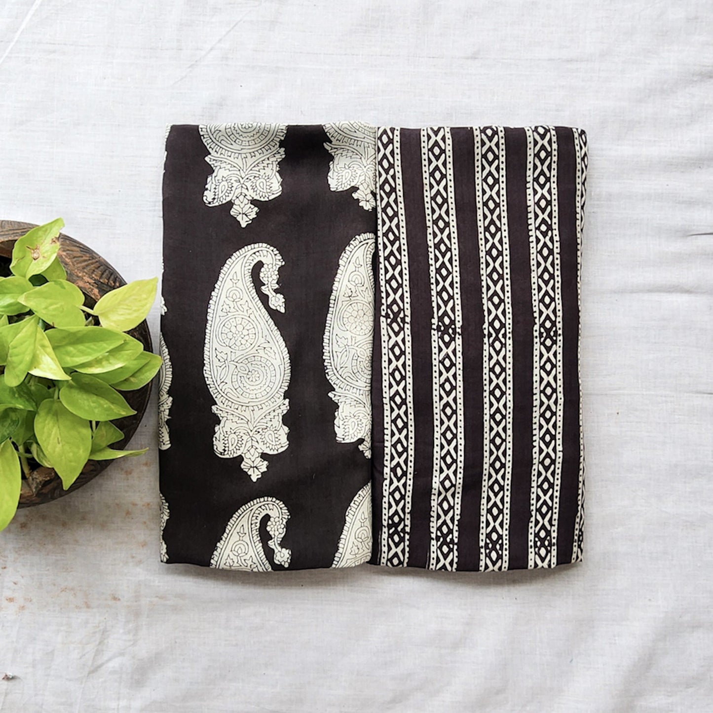 Modal Cotton Bagru Black Top Bottom Combo