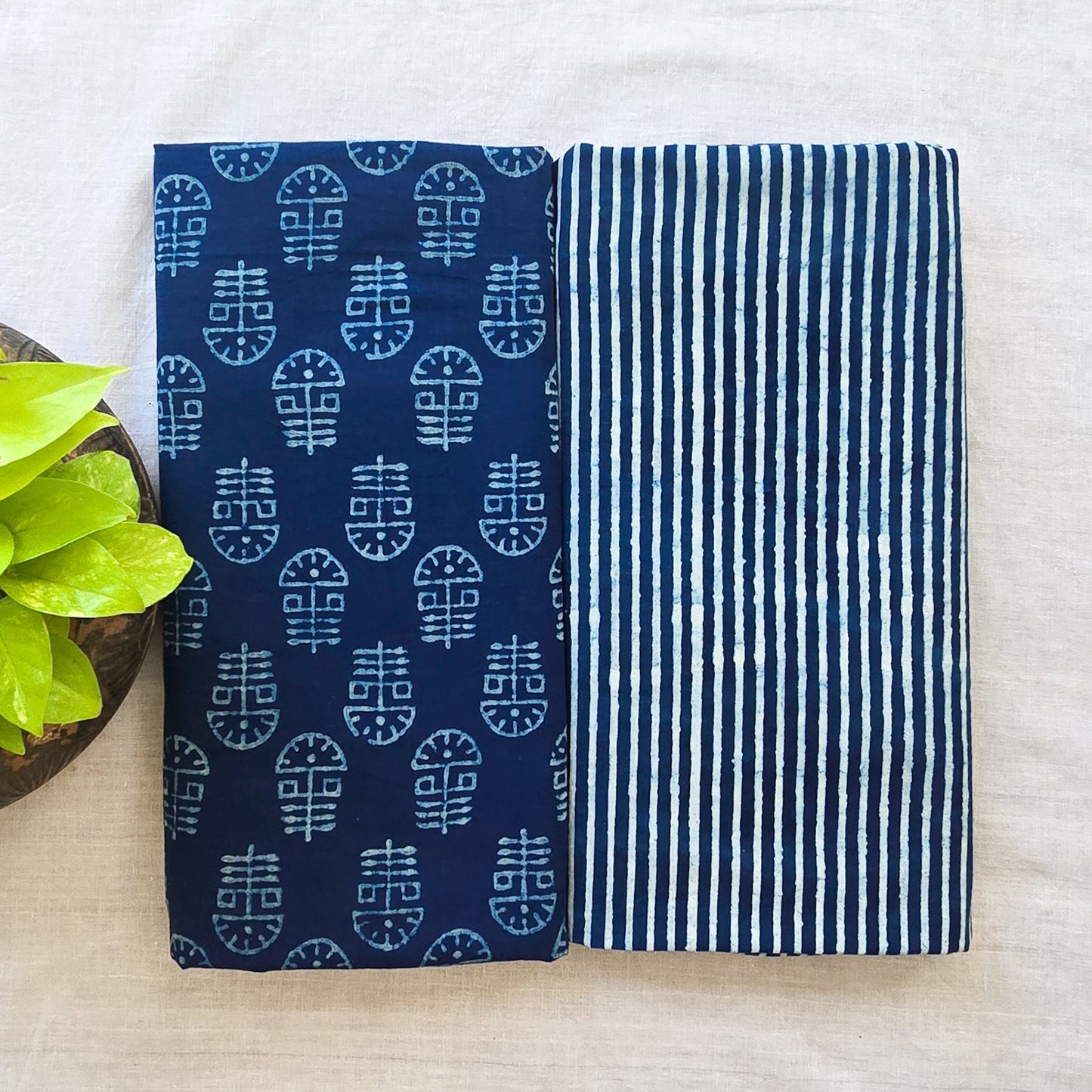 Pure Cotton Akola Indigo Blue With Top Bottom Combo