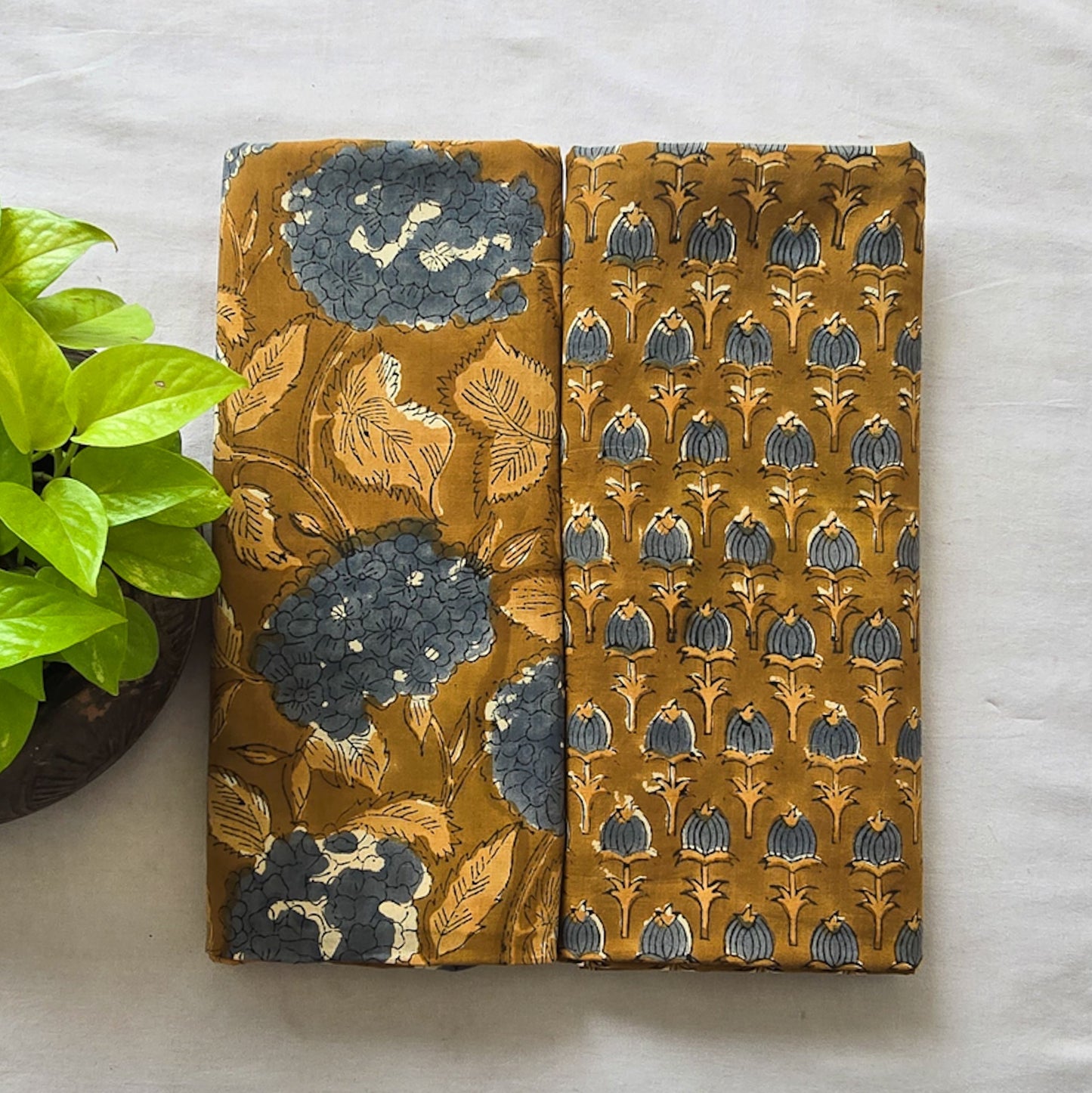 Pure Cotton Jaipuri dark mustard Top With Flower Motif
