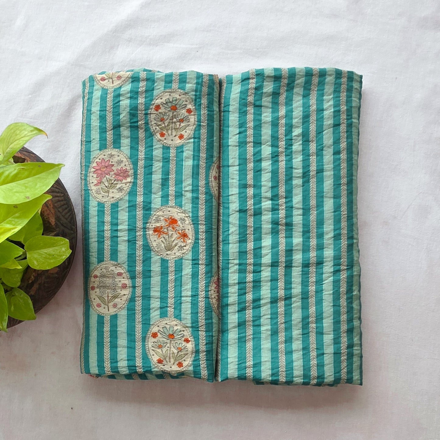 Mogra Blue With Teal Blue With Motif Top Bottom Combo