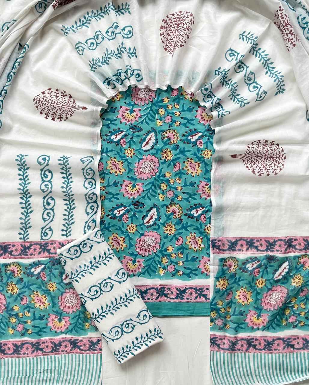 Ethnic Cotton Suit Fabric with Cotton Dupatta