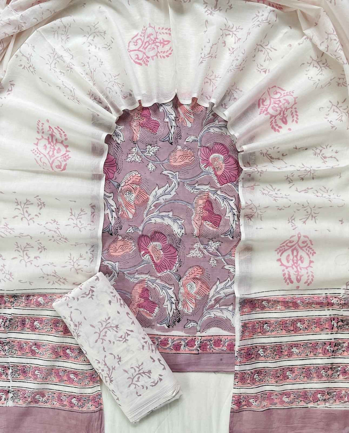 Ethnic Cotton Suit Fabric with Cotton Dupatta