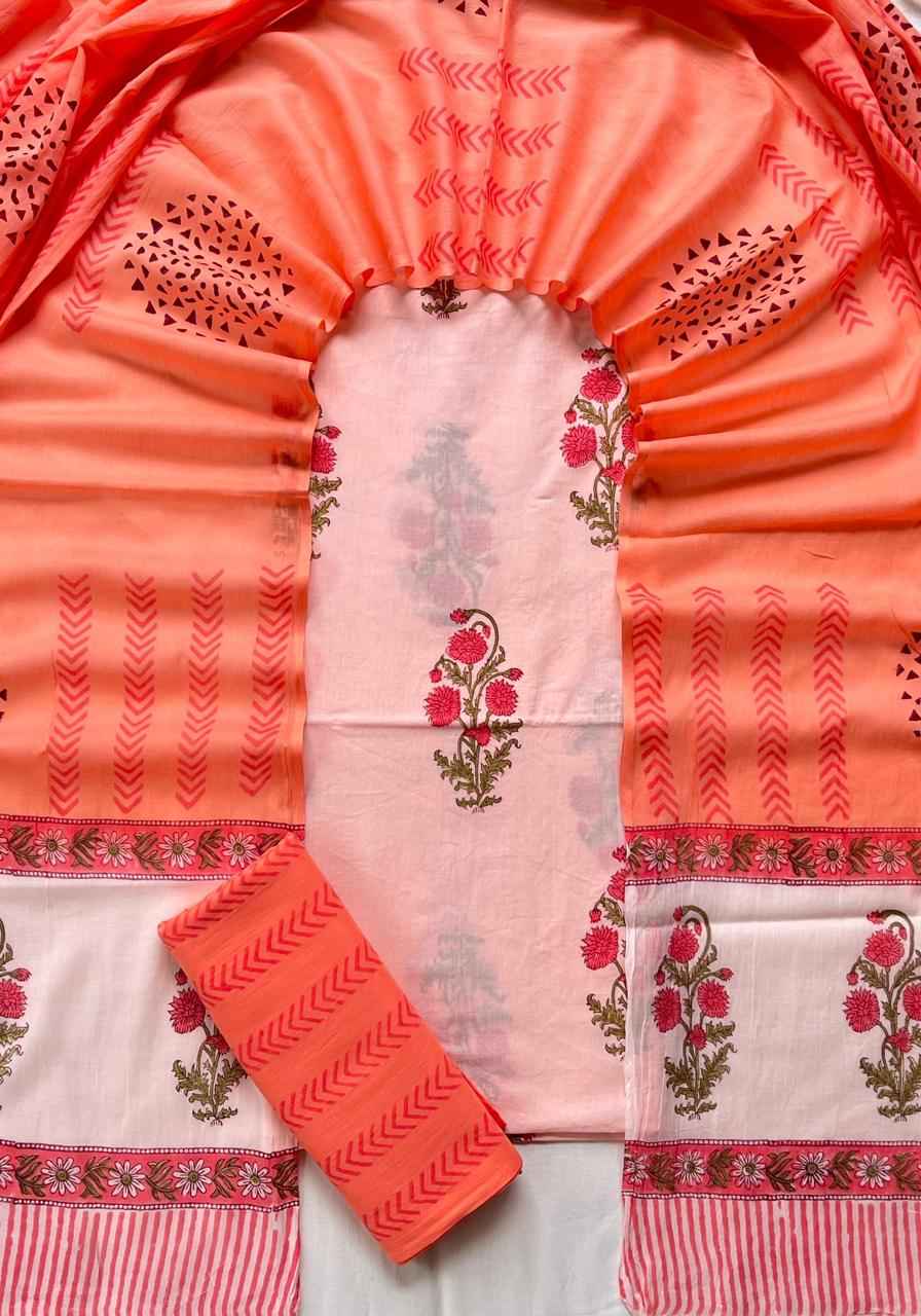 Ethnic Cotton Suit Fabric with Cotton Dupatta