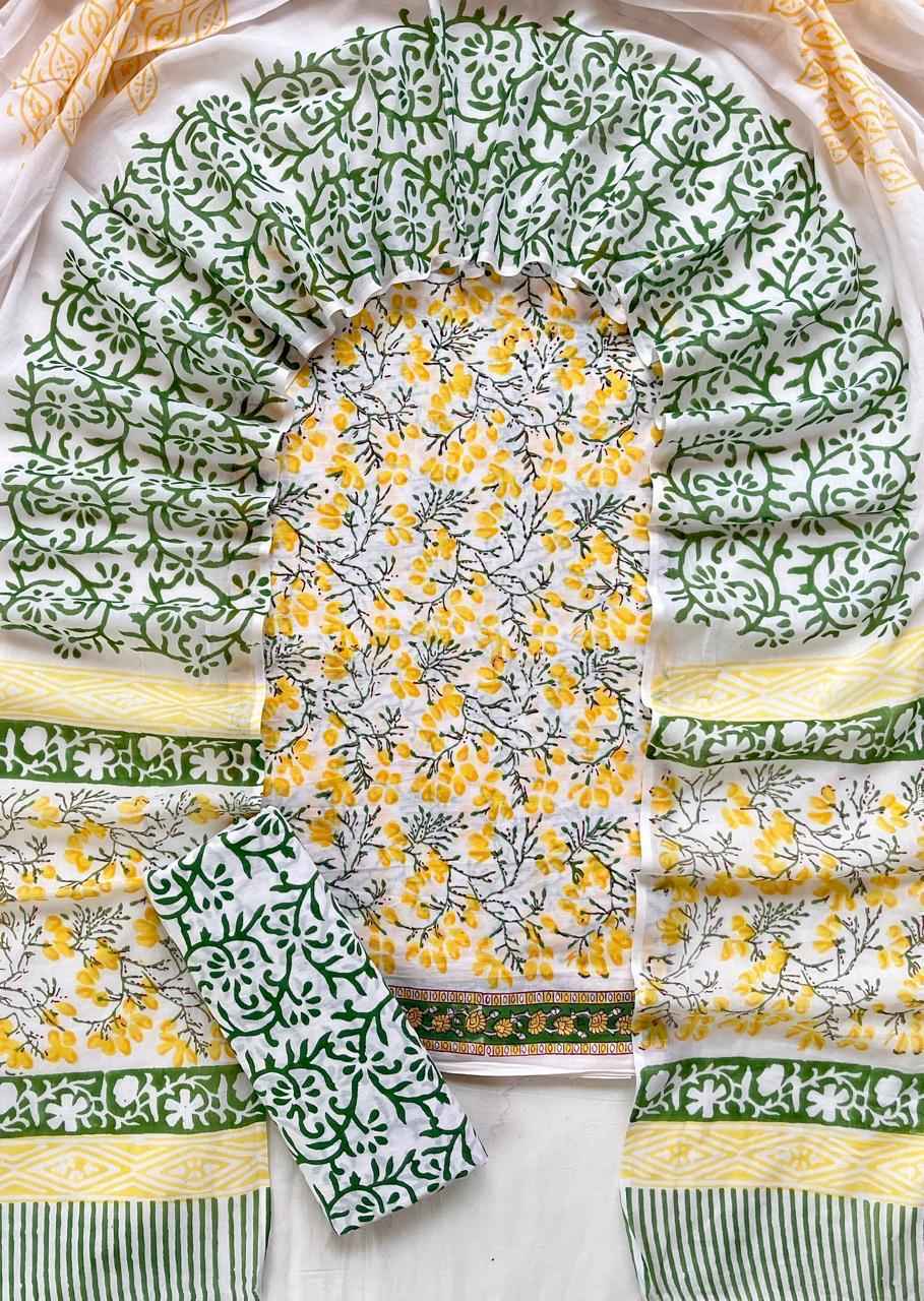 Ethnic Cotton Suit Fabric with Cotton Dupatta