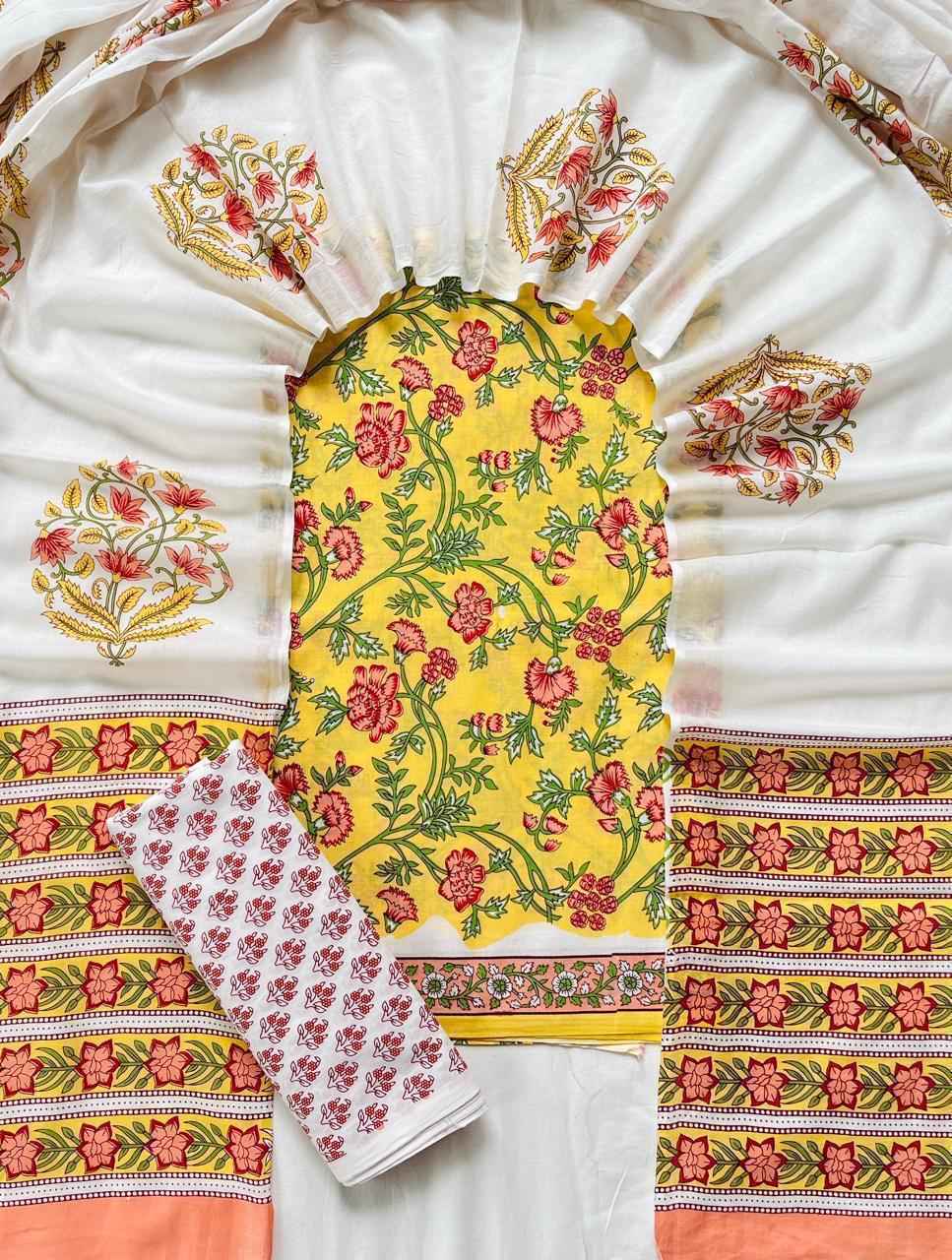 Ethnic Cotton Suit Fabric with Cotton Dupatta