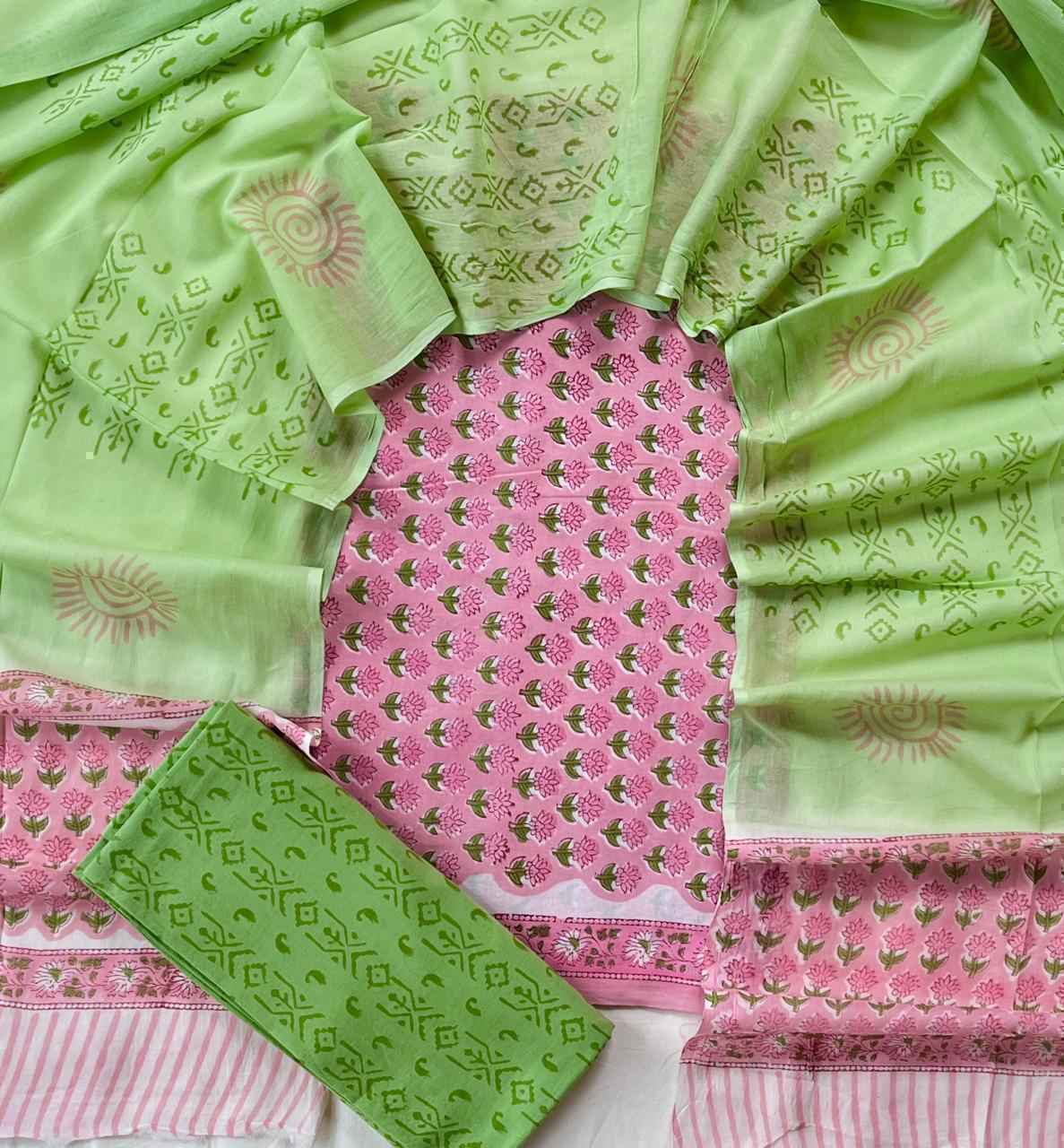 Ethnic Cotton Suit Fabric with Cotton Dupatta