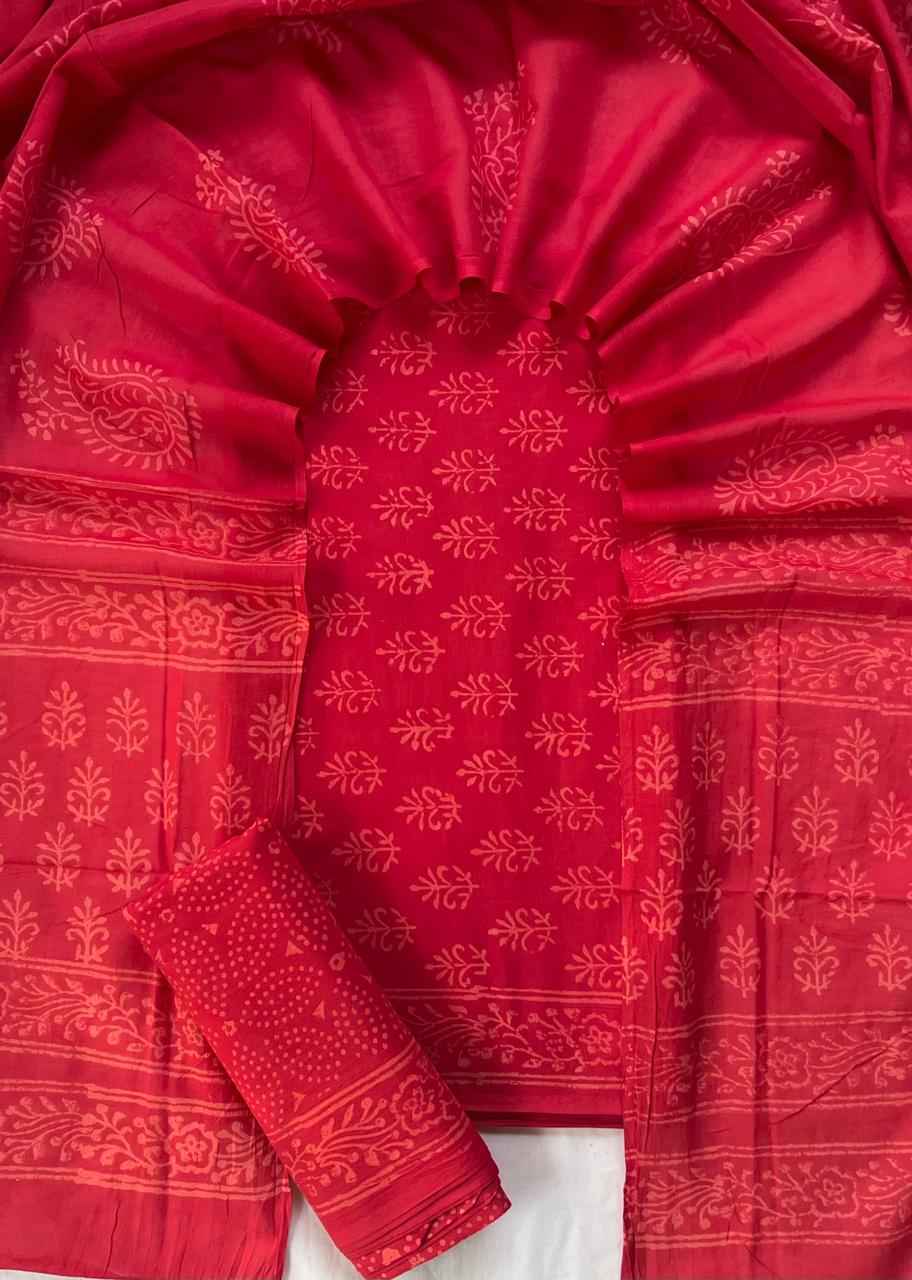 Ethnic Cotton Suit Fabric with Cotton Dupatta