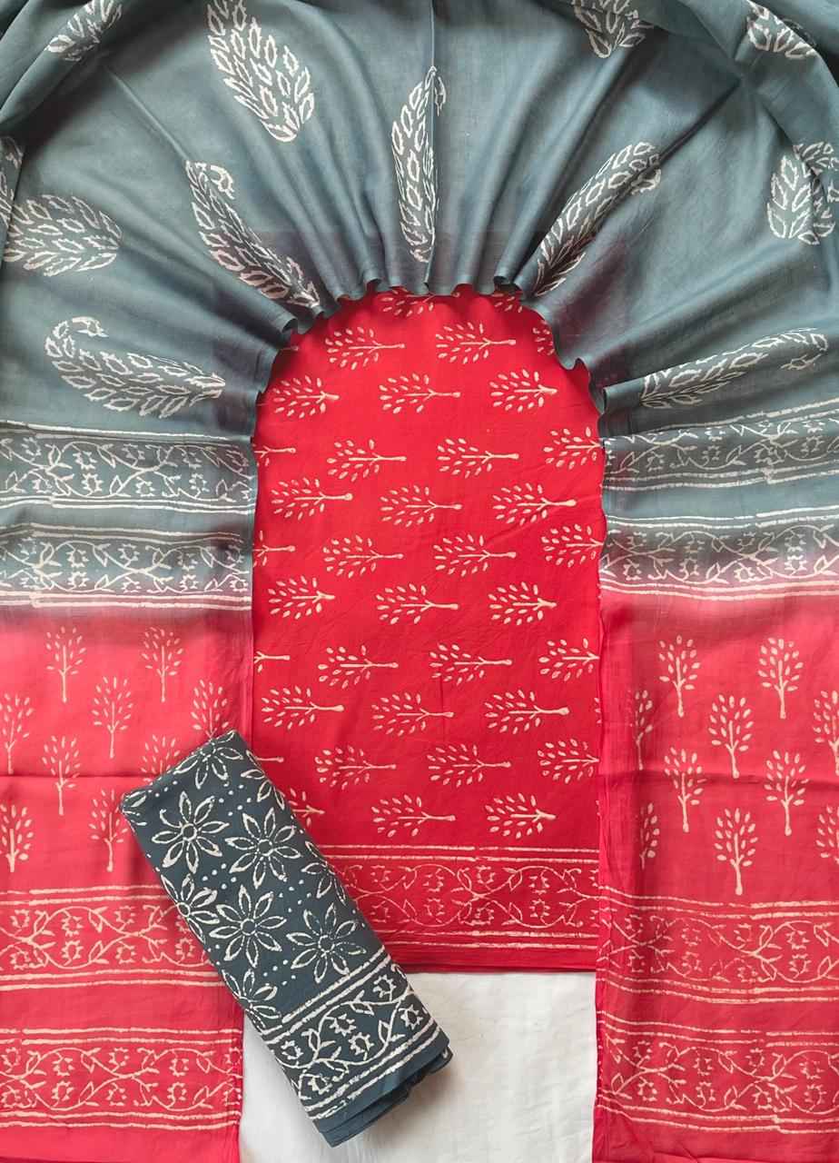 Ethnic Cotton Suit Fabric with Cotton Dupatta