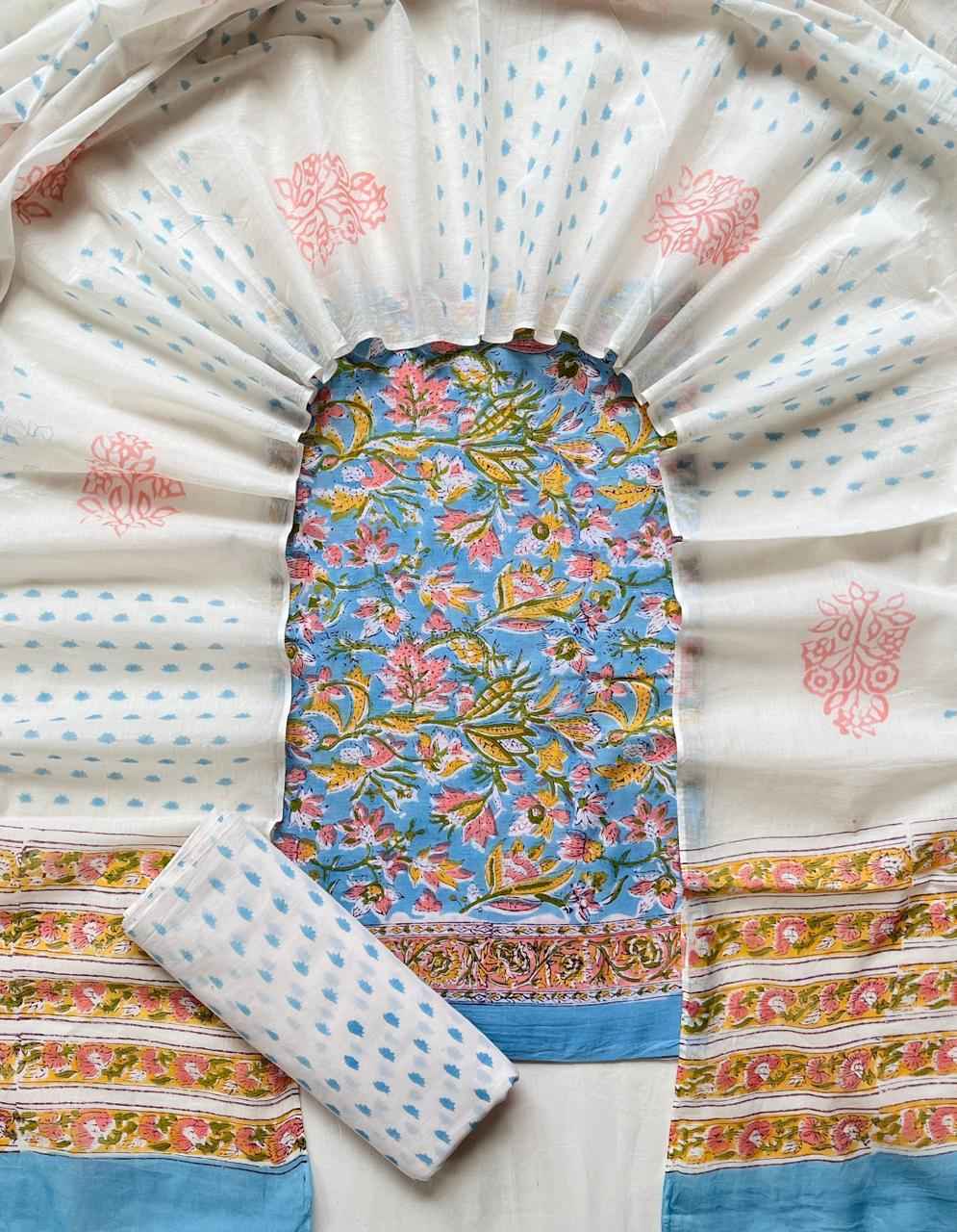 Ethnic Cotton Suit Fabric with Cotton Dupatta