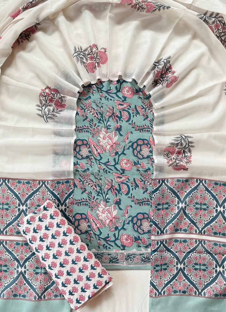 Ethnic Cotton Suit Fabric with Cotton Dupatta