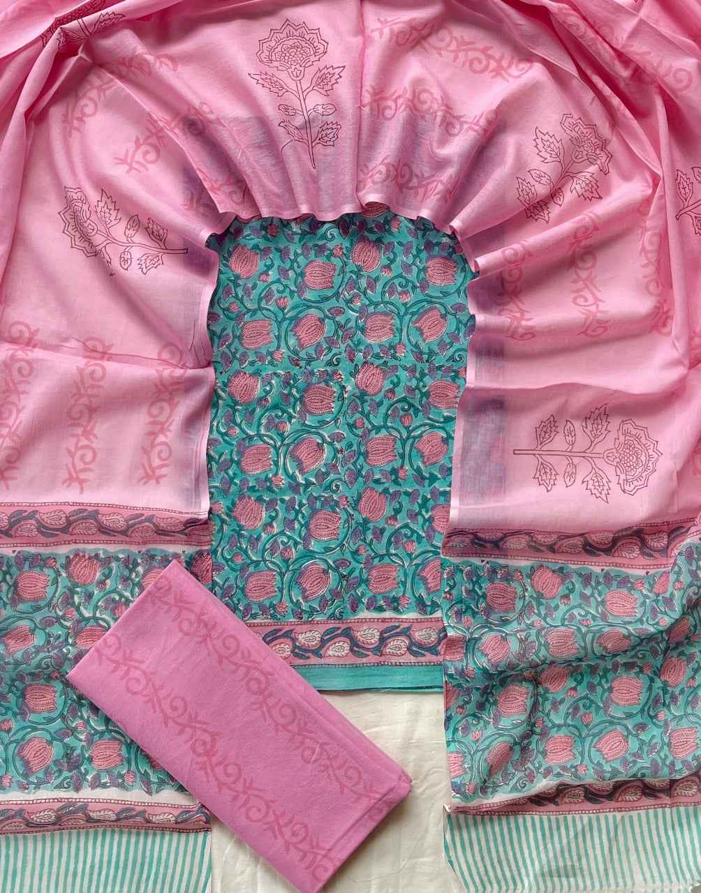 Ethnic Cotton Suit Fabric with Cotton Dupatta