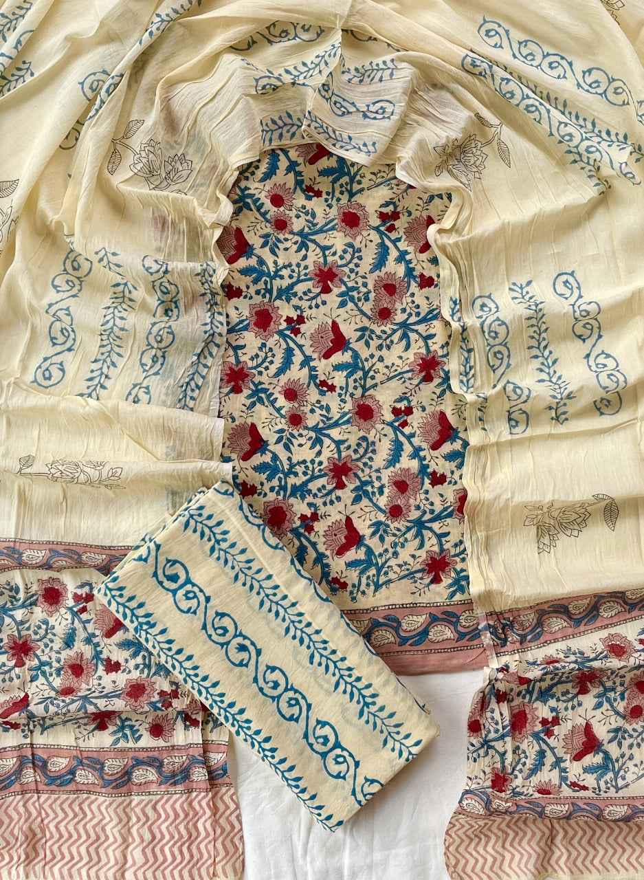 Ethnic Cotton Suit Fabric with Cotton Dupatta