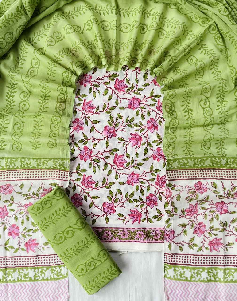 Ethnic Cotton Suit Fabric with Cotton Dupatta