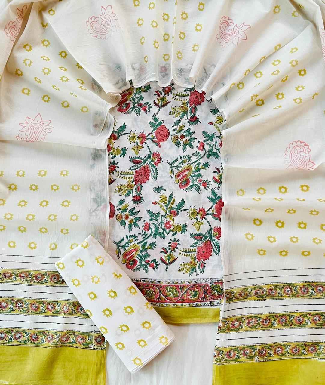 Ethnic Cotton Suit Fabric with Cotton Dupatta
