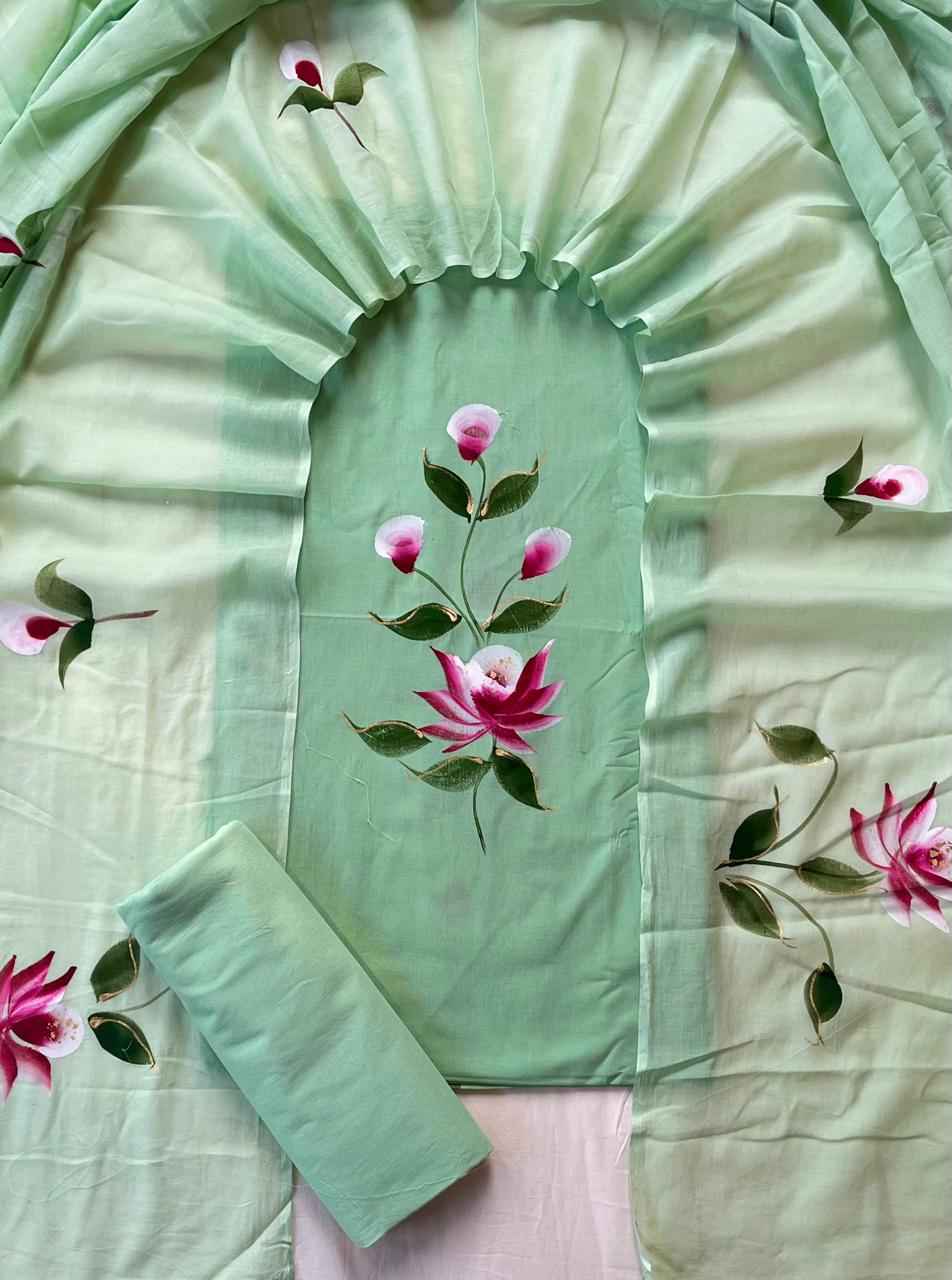 Ethnic Cotton Suit Fabric with Cotton Dupatta