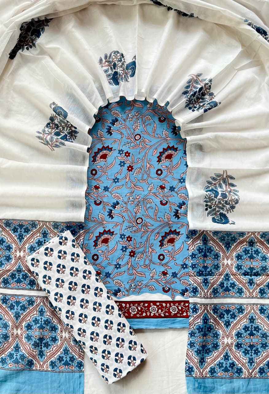 Ethnic Cotton Suit Fabric with Cotton Dupatta