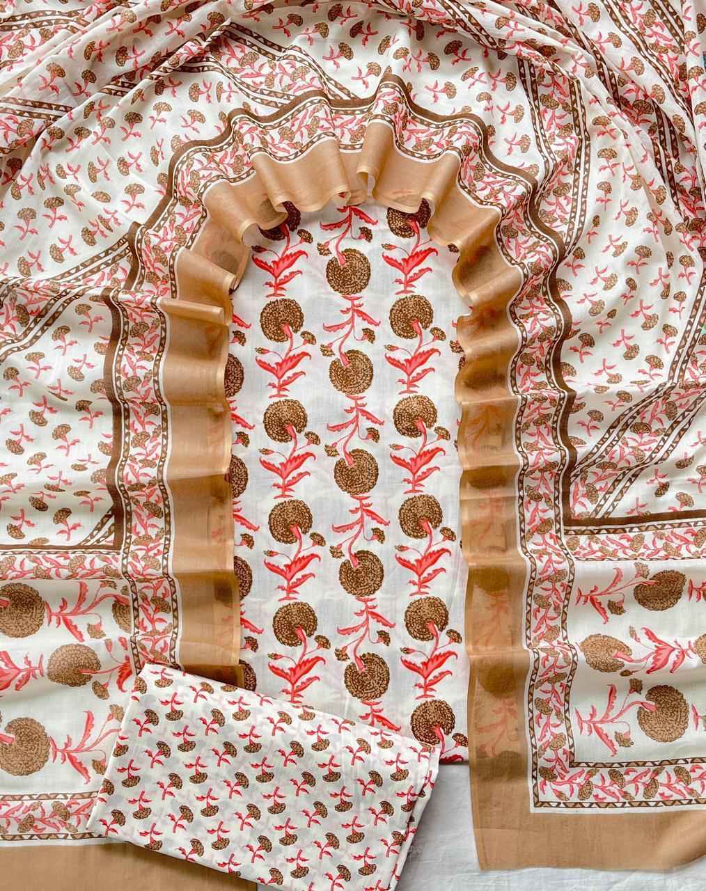 Ethnic Cotton Suit Fabric with Cotton Dupatta