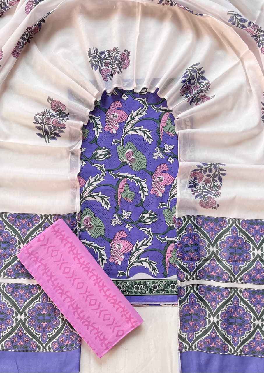 Ethnic Cotton Suit Fabric with Cotton Dupatta