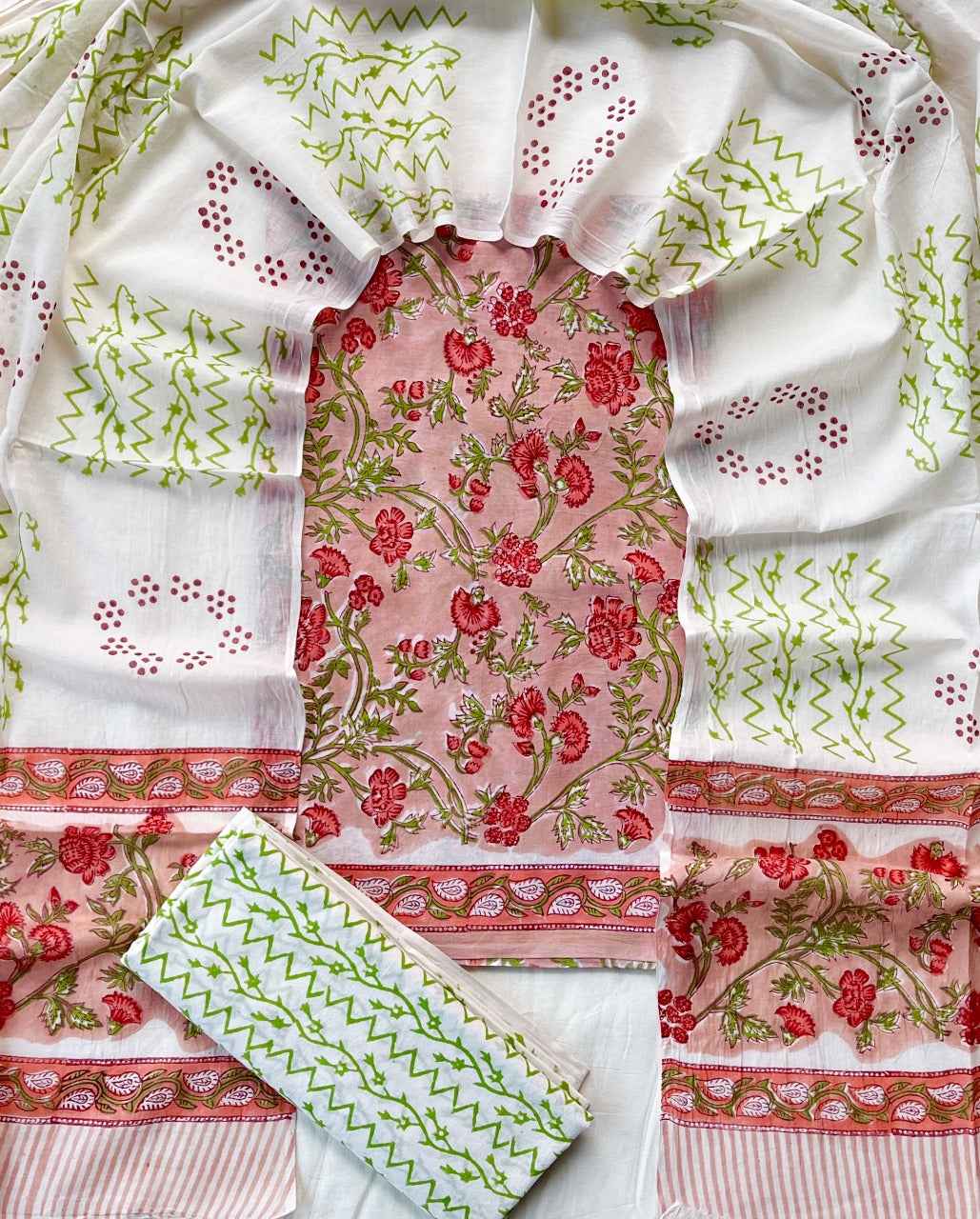 Ethnic Cotton Suit Fabric with Cotton Dupatta