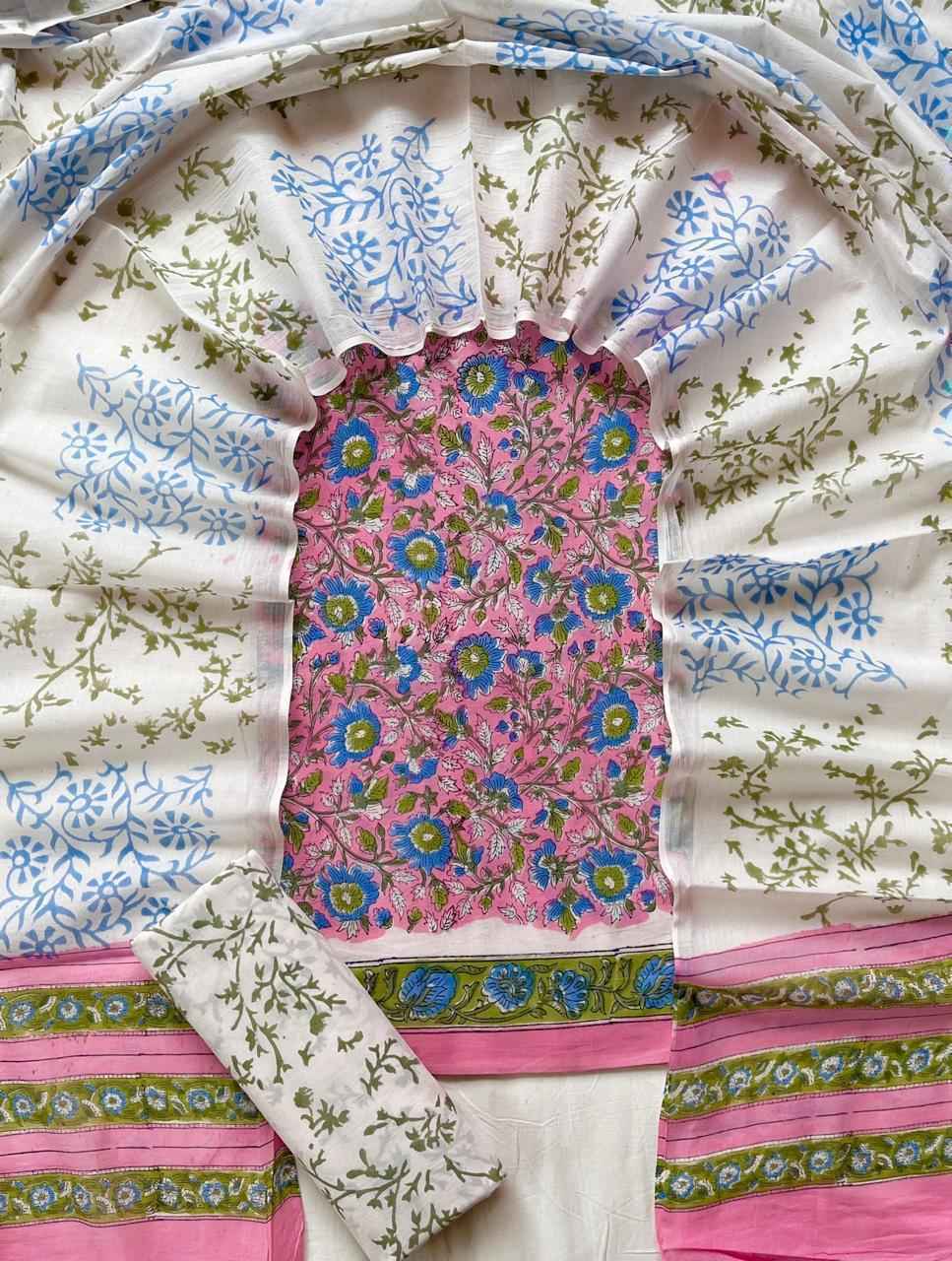 Ethnic Cotton Suit Fabric with Cotton Dupatta