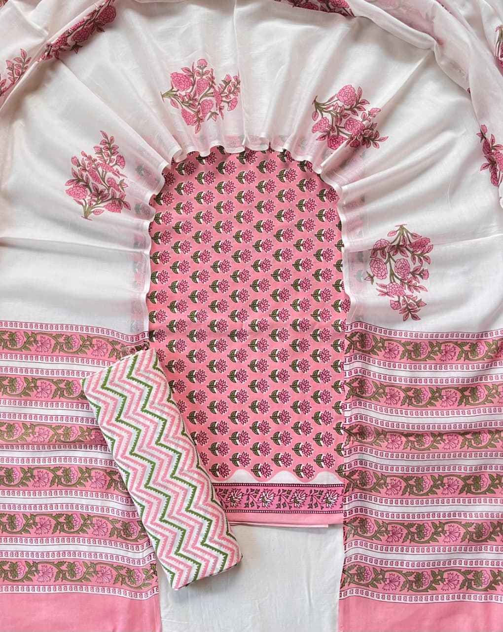 Ethnic Cotton Suit Fabric with Cotton Dupatta