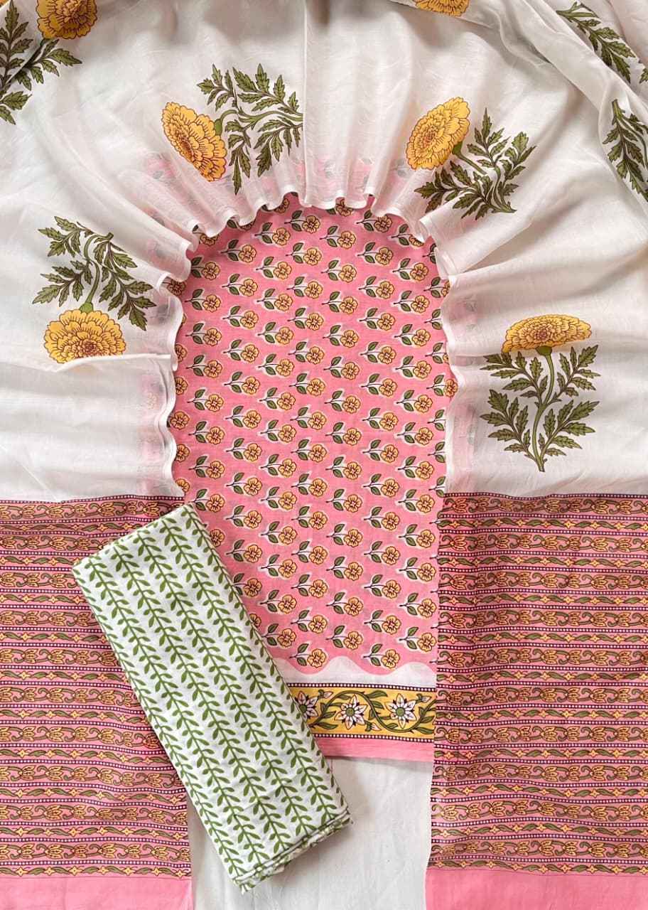 Ethnic Cotton Suit Fabric with Cotton Dupatta