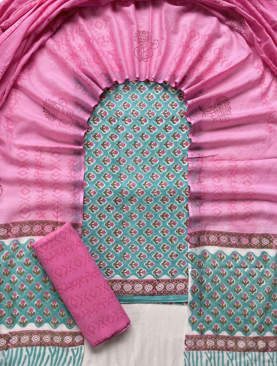 Ethnic Cotton Suit Fabric with Cotton Dupatta