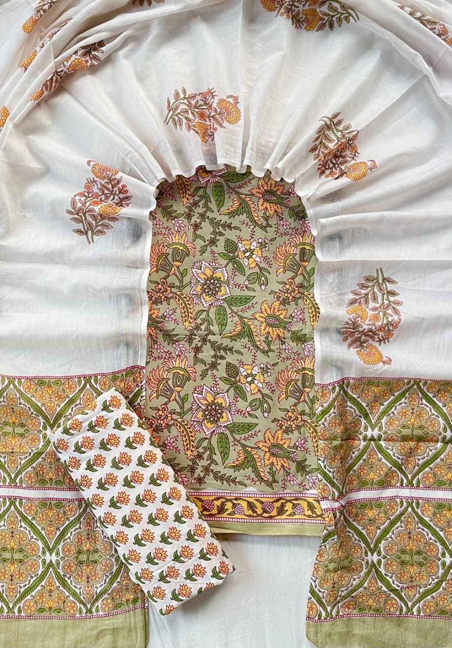 Ethnic Cotton Suit Fabric with Cotton Dupatta