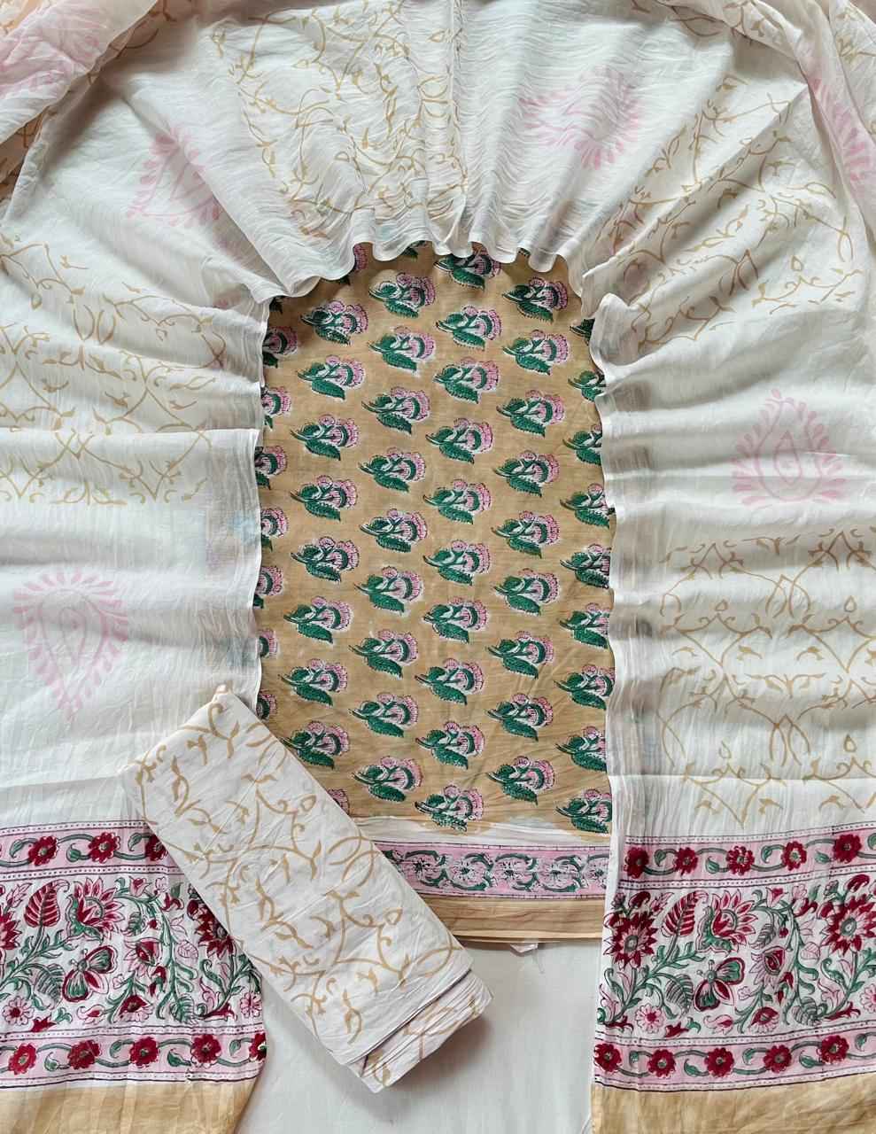Ethnic Cotton Suit Fabric with Cotton Dupatta