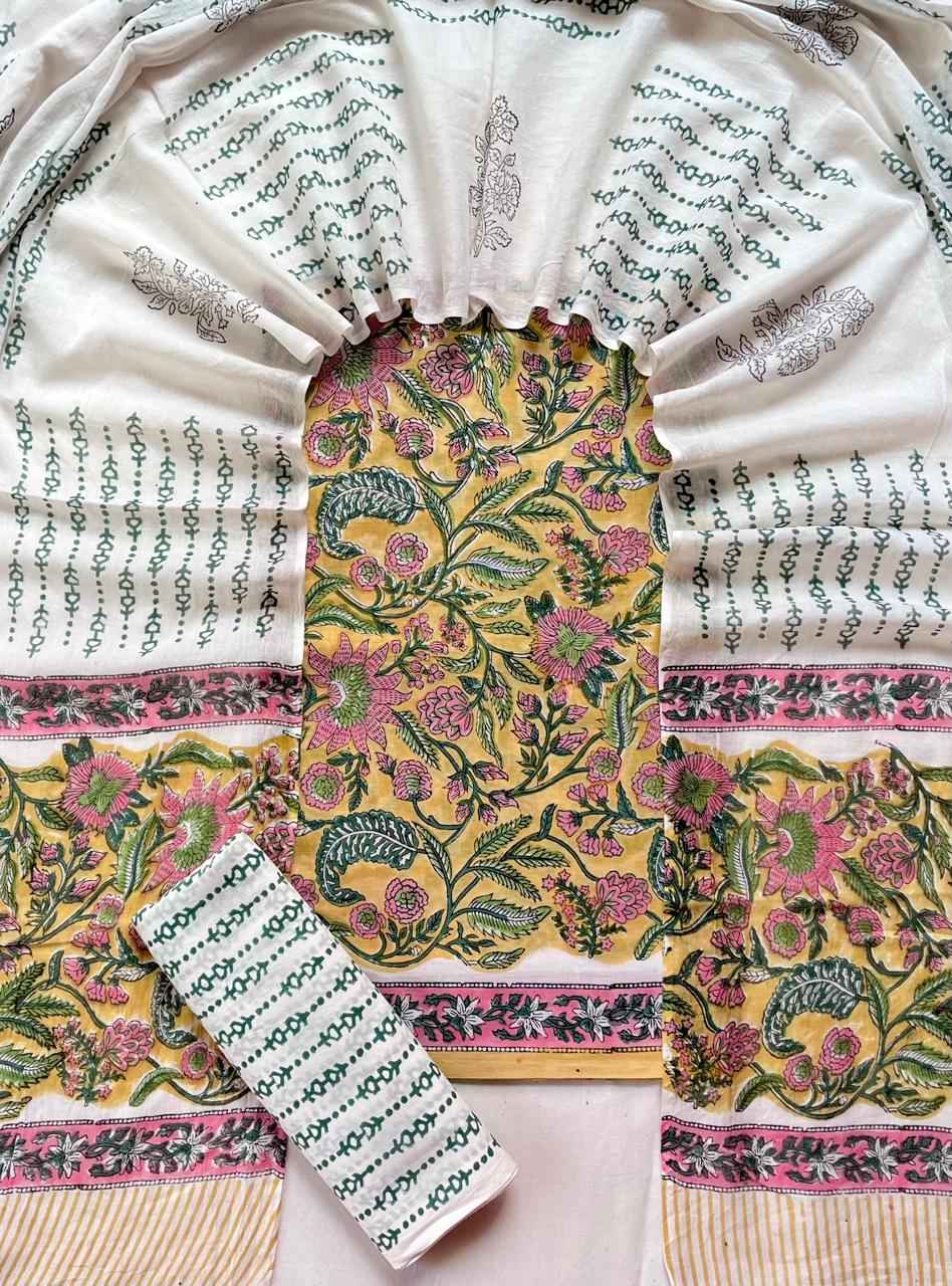 Ethnic Cotton Suit Fabric with Cotton Dupatta