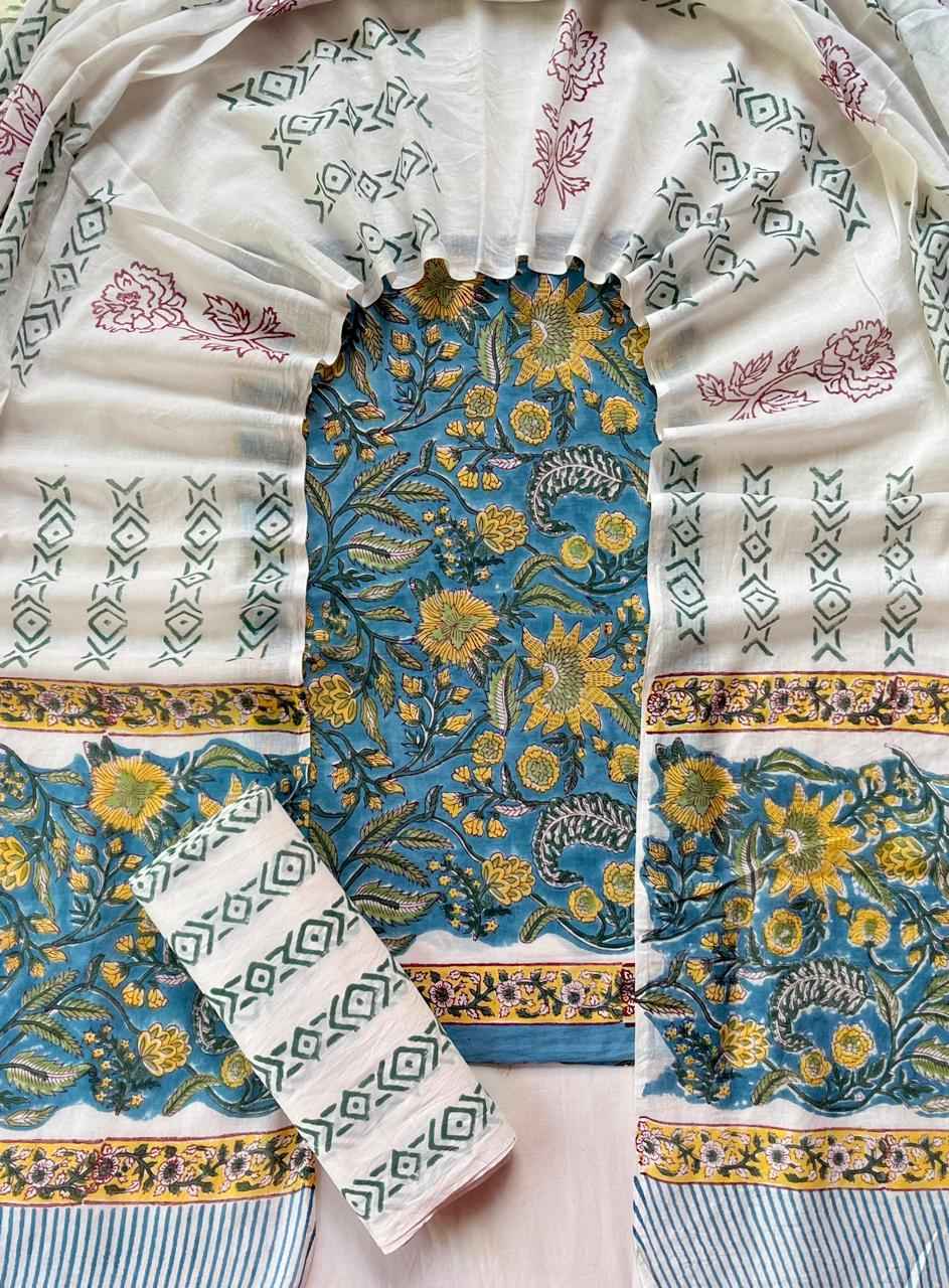 Ethnic Cotton Suit Fabric with Cotton Dupatta