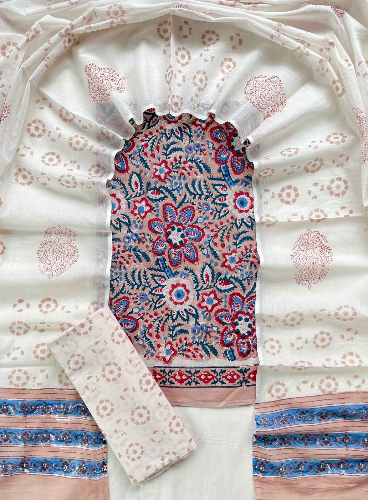 Ethnic Cotton Suit Fabric with Cotton Dupatta