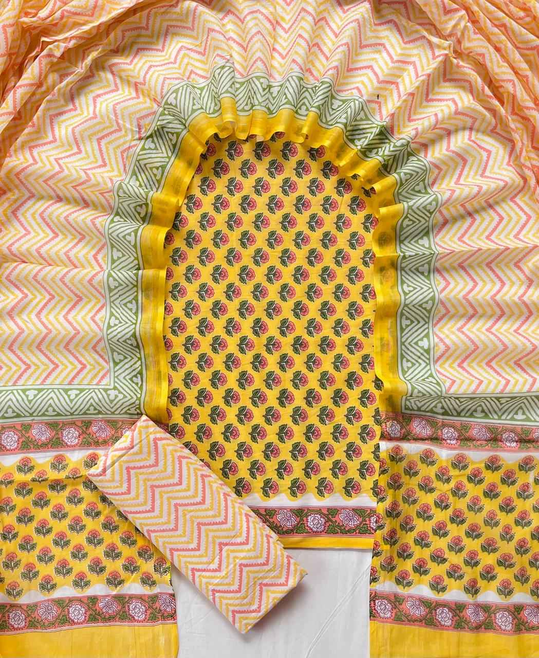 Ethnic Cotton Suit Fabric with Cotton Dupatta