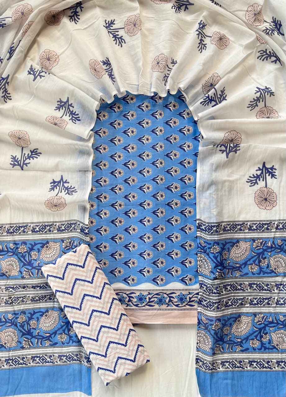 Ethnic Cotton Suit Fabric with Cotton Dupatta