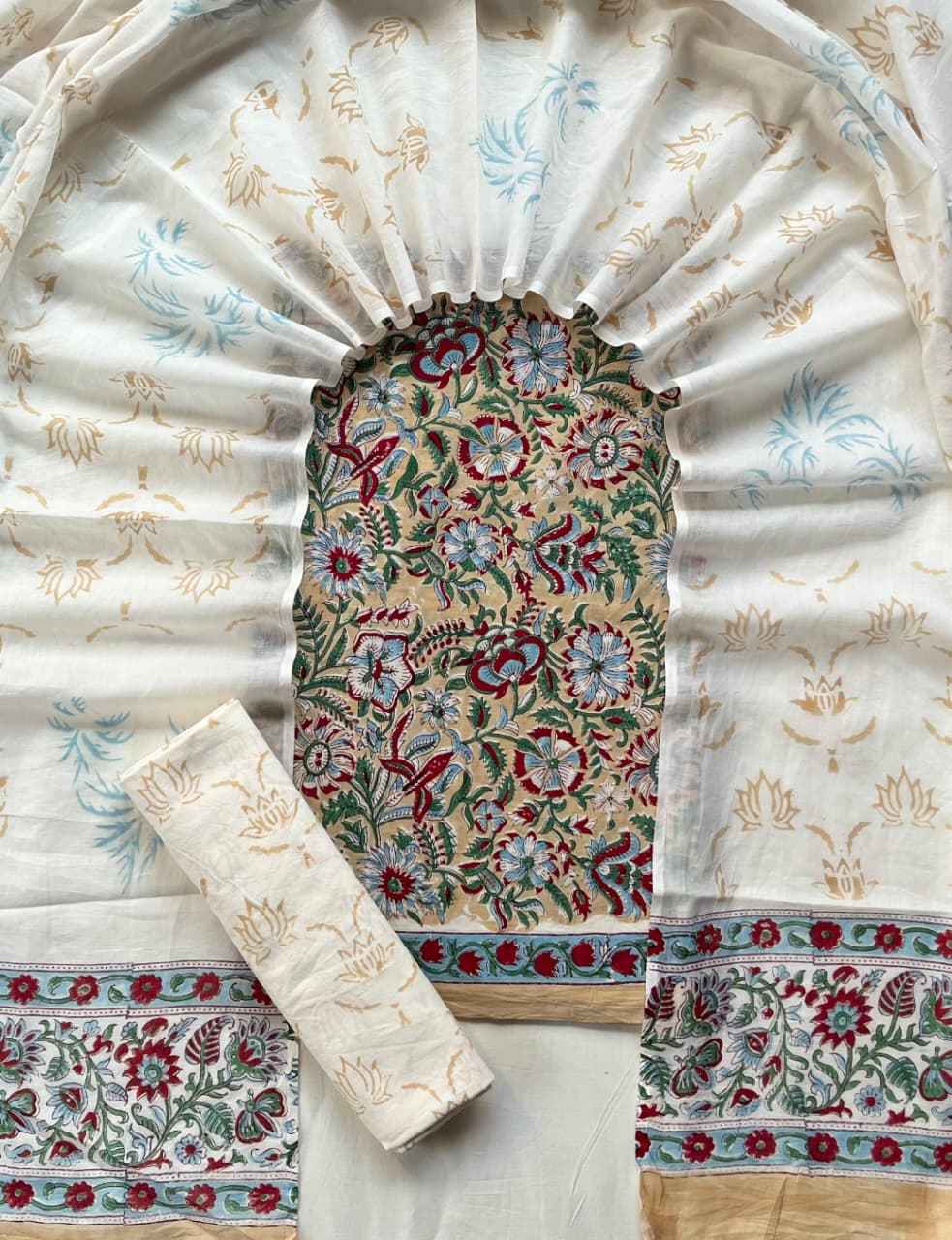 Ethnic Cotton Suit Fabric with Cotton Dupatta