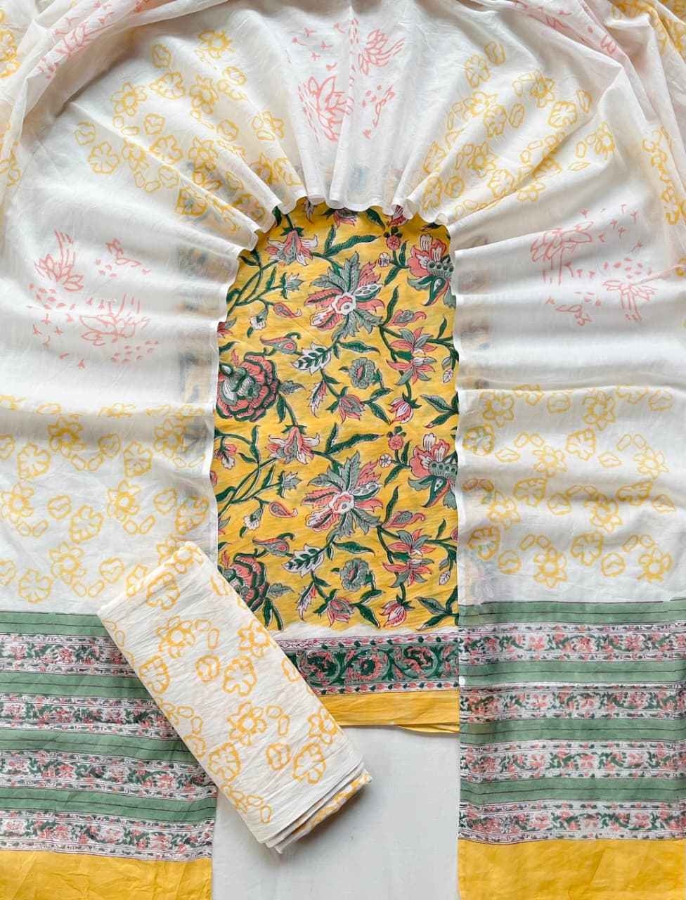 Ethnic Cotton Suit Fabric with Cotton Dupatta