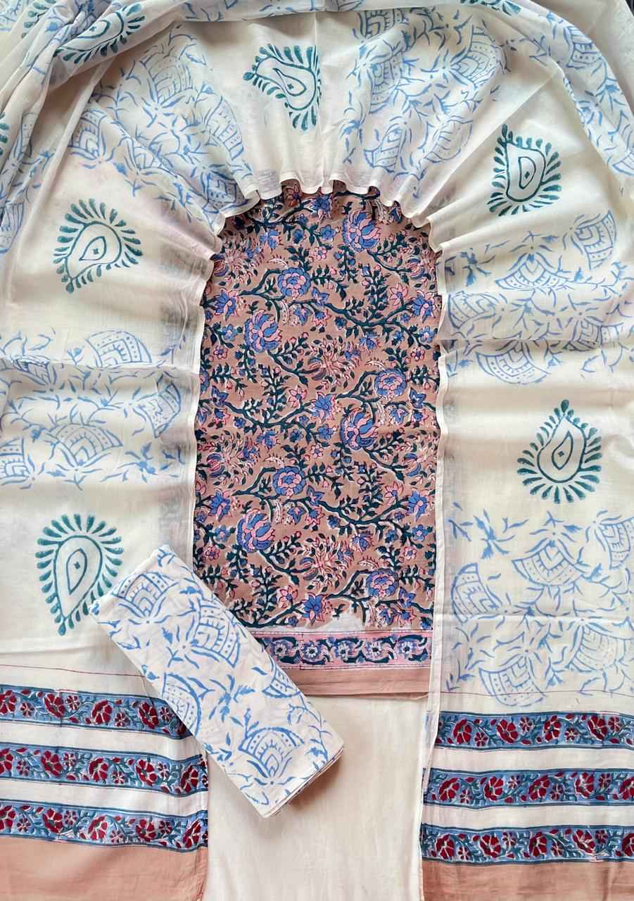Ethnic Cotton Suit Fabric with Cotton Dupatta