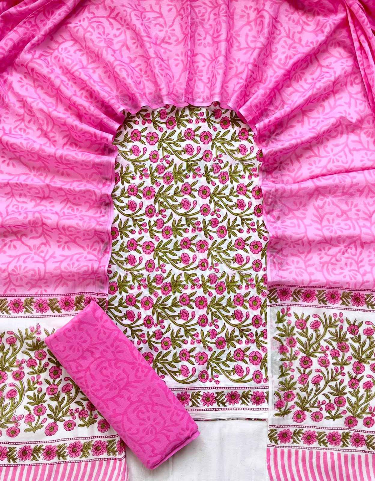 Ethnic Cotton Suit Fabric with Cotton Dupatta