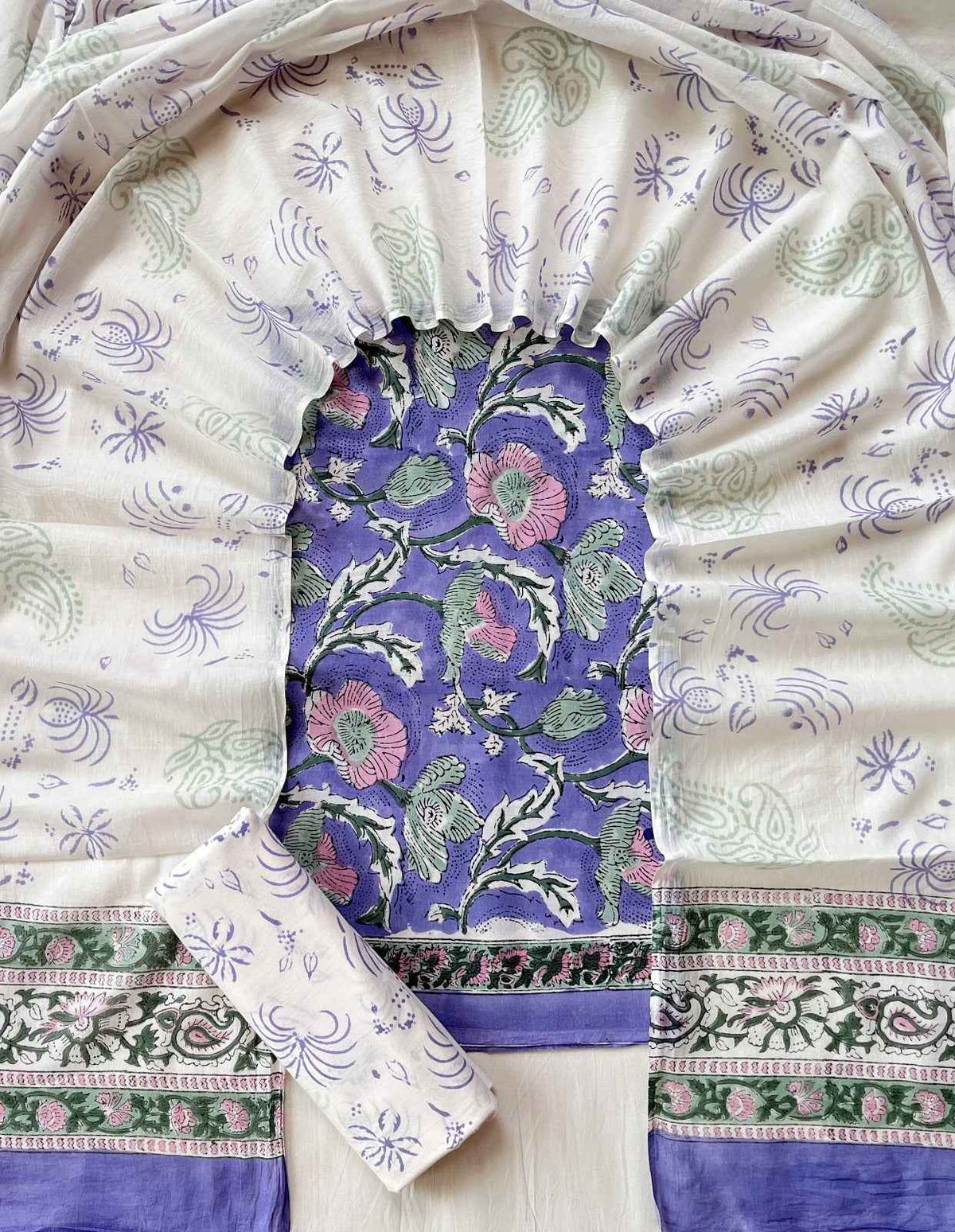 Ethnic Cotton Suit Fabric with Cotton Dupatta