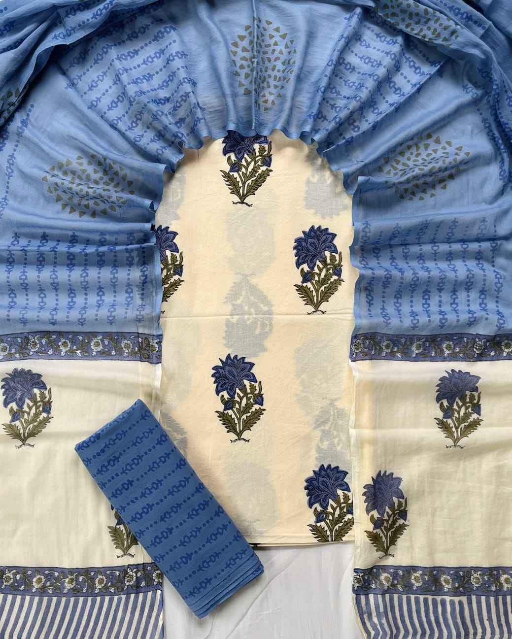 Ethnic Cotton Suit Fabric with Cotton Dupatta
