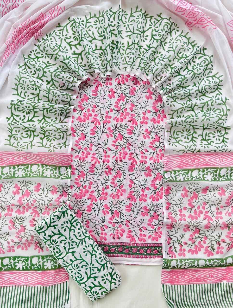 Ethnic Cotton Suit Fabric with Cotton Dupatta