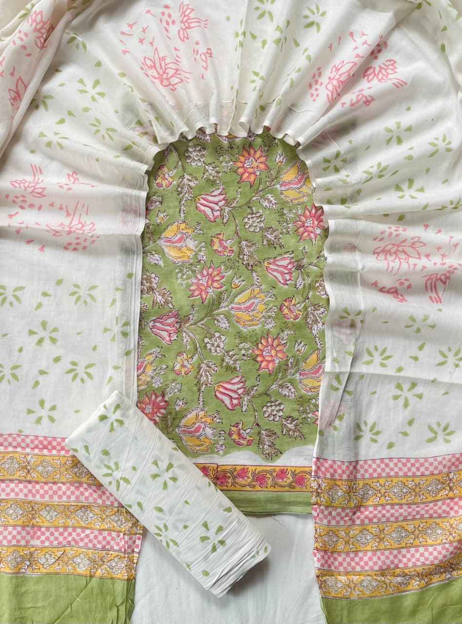 Ethnic Cotton Suit Fabric with Cotton Dupatta