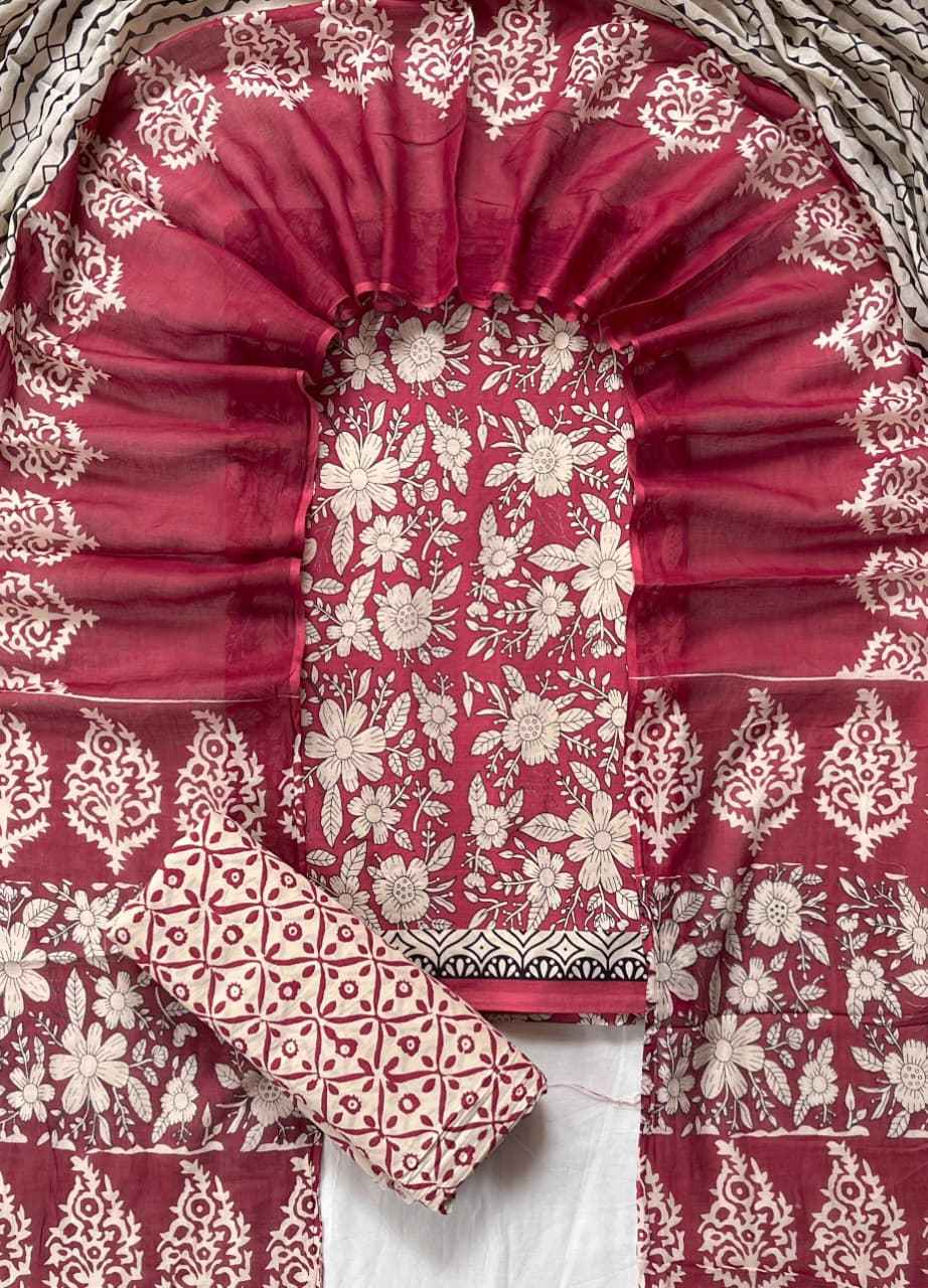 Ethnic Cotton Suit Fabric with Cotton Dupatta