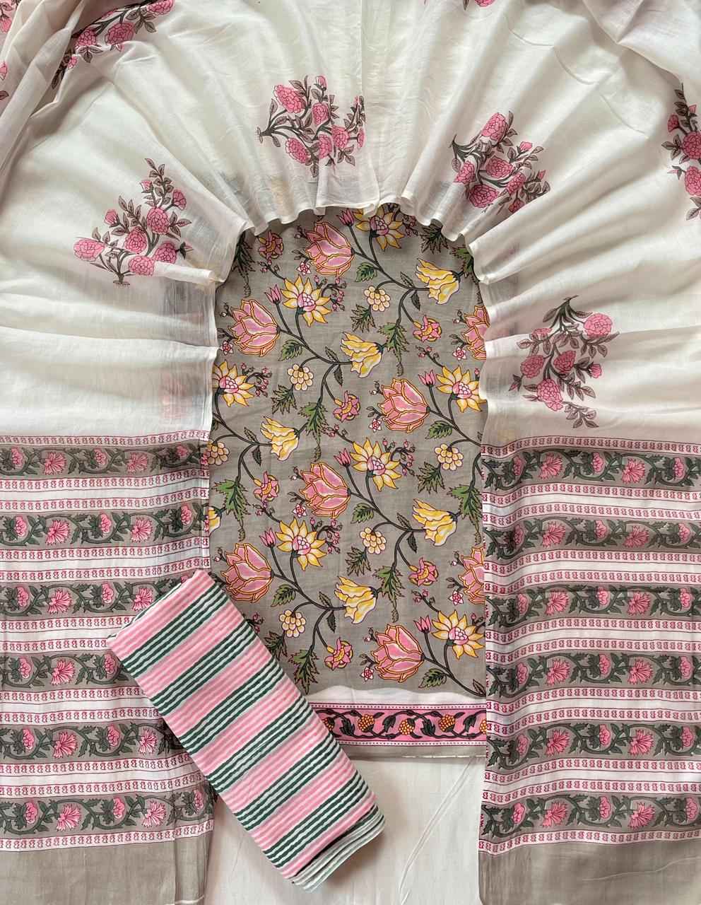 Ethnic Cotton Suit Fabric with Cotton Dupatta