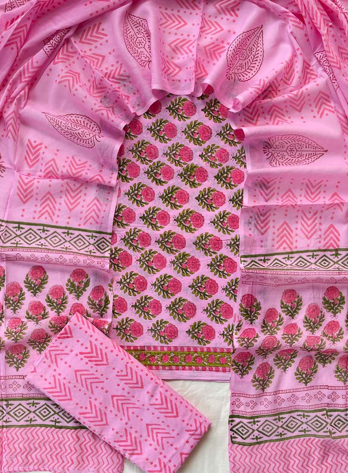 Ethnic Cotton Suit Fabric with Cotton Dupatta