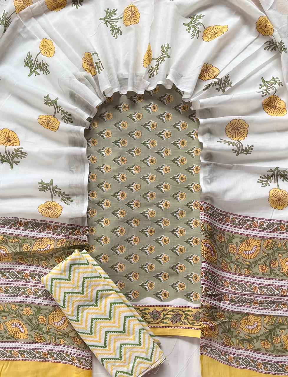 Ethnic Cotton Suit Fabric with Cotton Dupatta