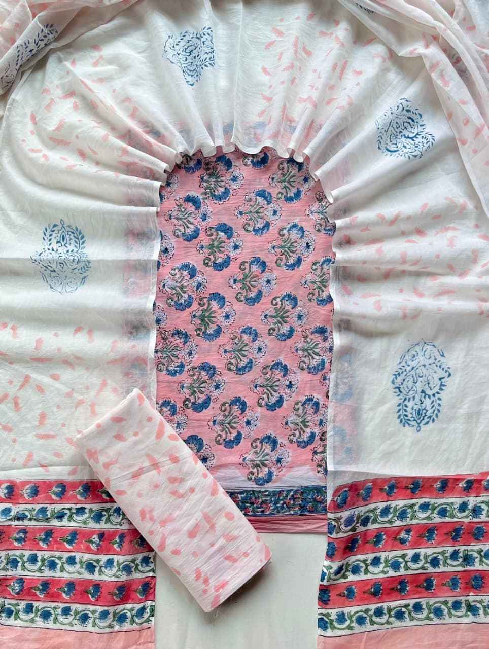 Ethnic Cotton Suit Fabric with Cotton Dupatta