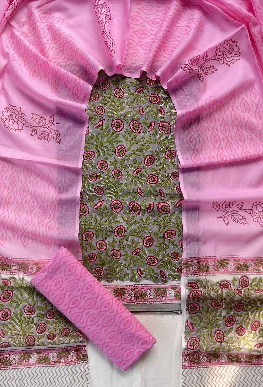 Ethnic Cotton Suit Fabric with Cotton Dupatta
