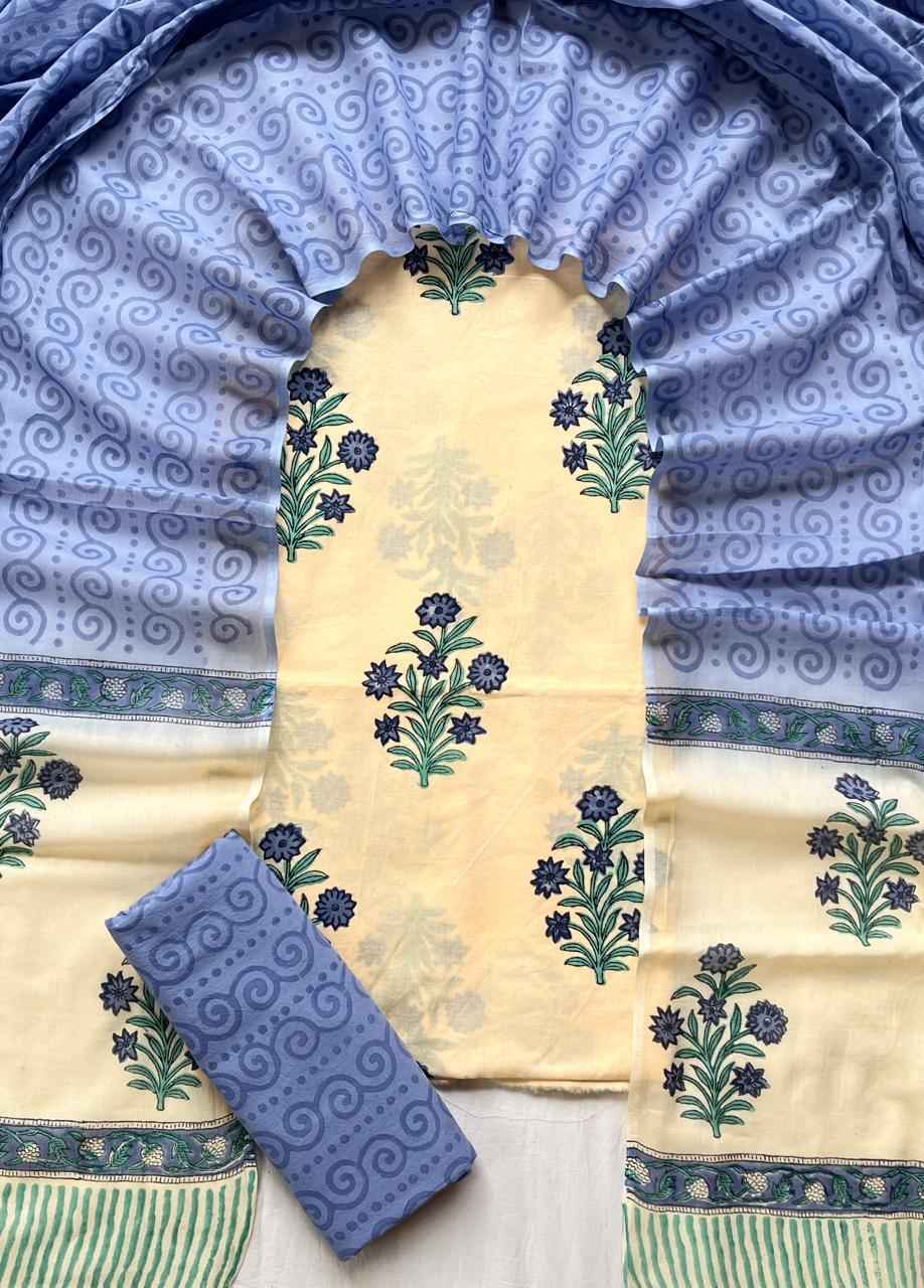 Ethnic Cotton Suit Fabric with Cotton Dupatta